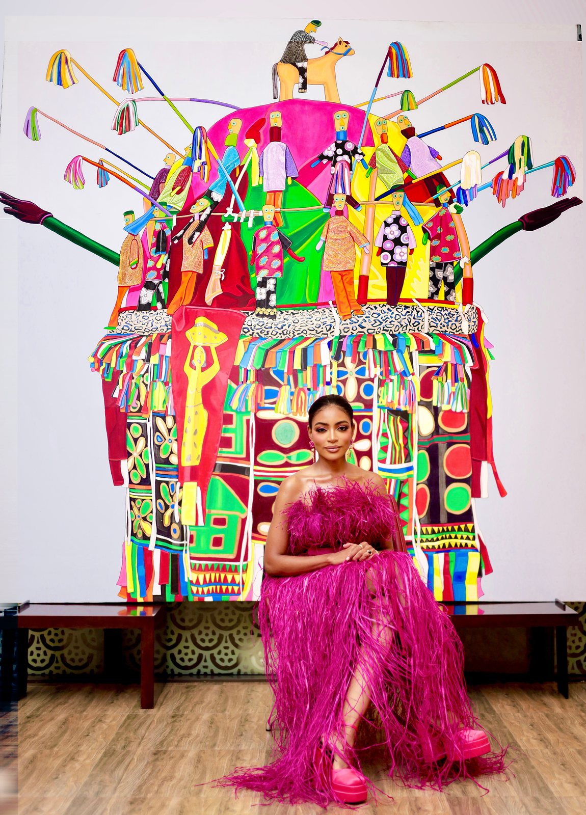 Seated before the King of Masquerades &mdash; Embodied Spirits opening, Gaia Africa Club, Lagos