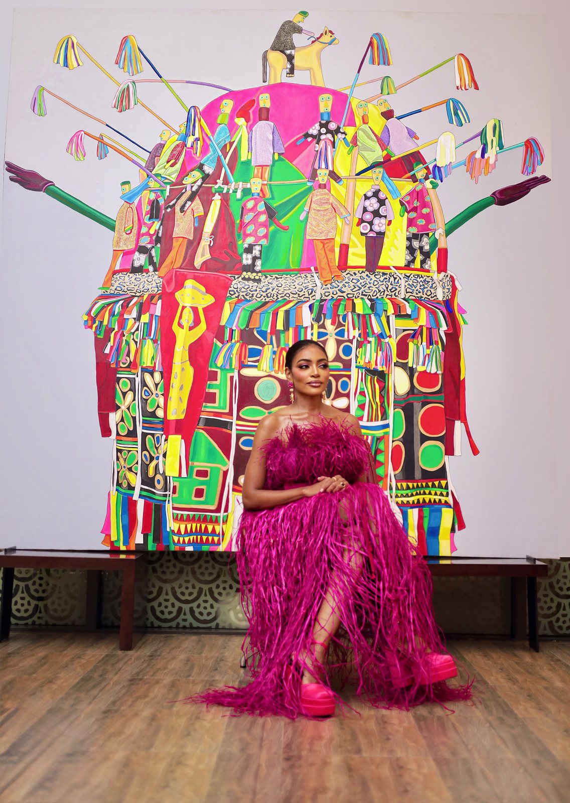 The artist and the Ijele &mdash; Embodied Spirits opening, Gaia Africa Club, Lagos