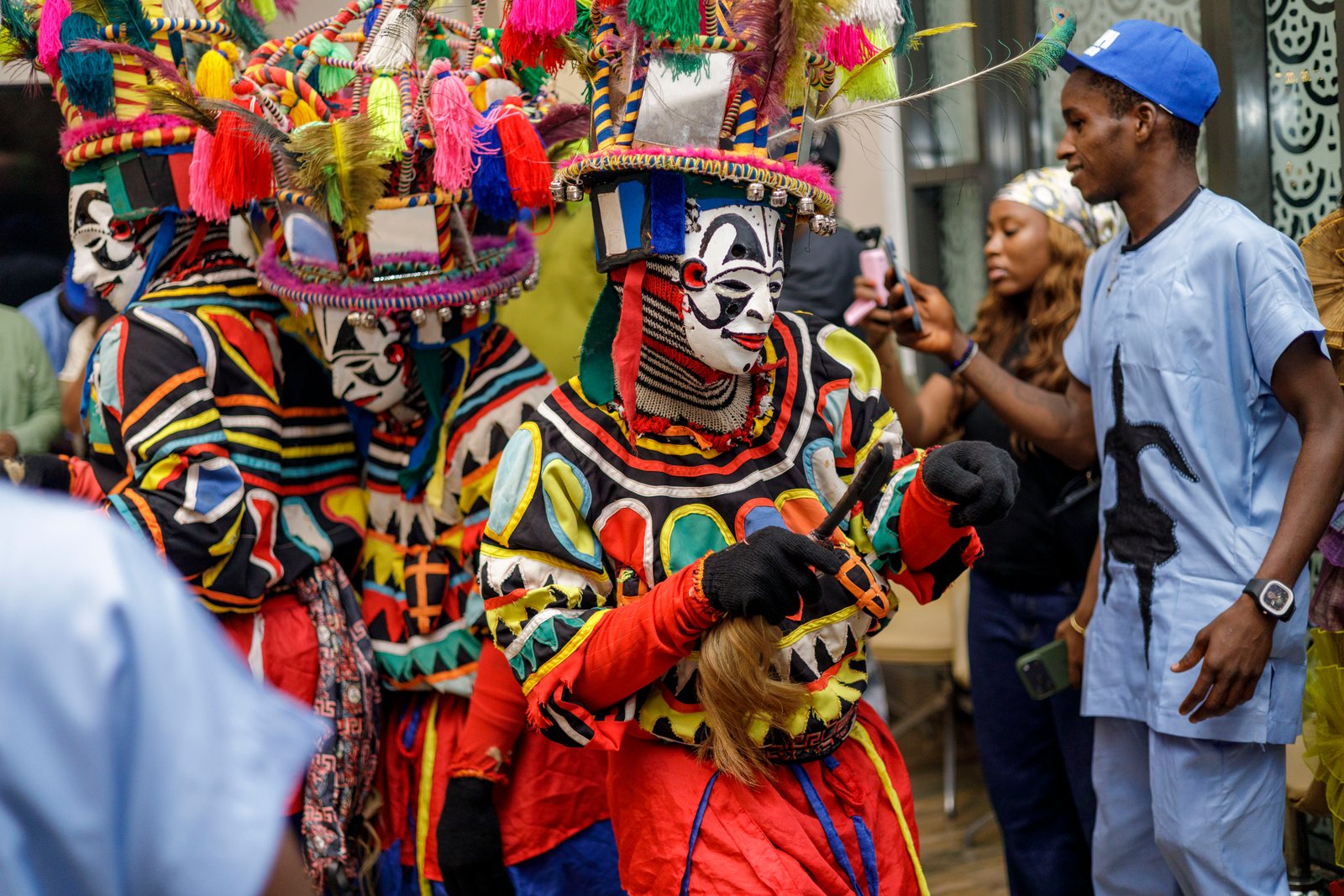 Agbogho Mmuo among the guests &mdash; Embodied Spirits opening, Gaia Africa Club, Lagos