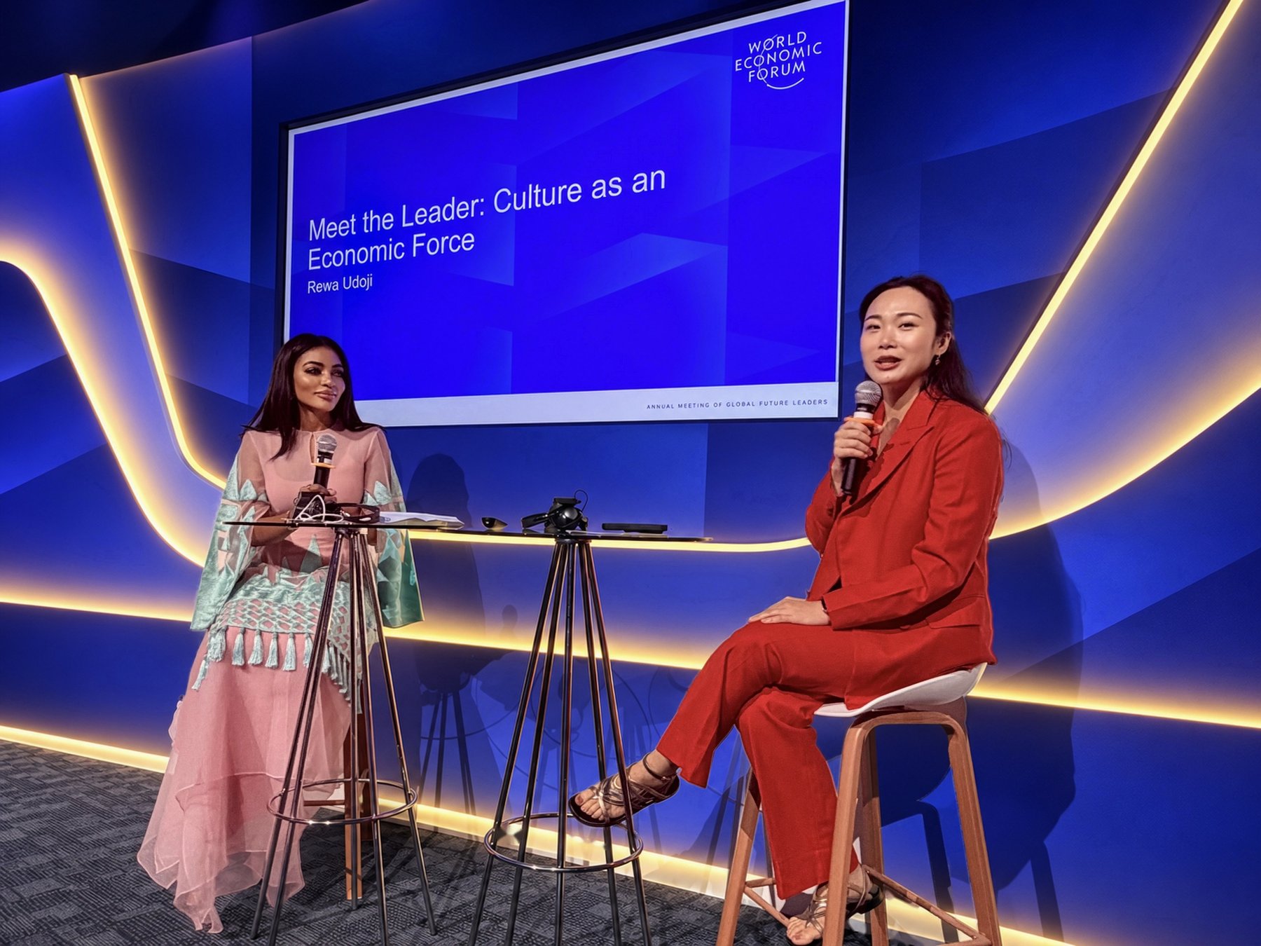 REWA in conversation with Angelle Siyang-Le, Director, Art Basel Hong Kong, at the Meet the Leader session Culture as an Economic Force, World Economic Forum, Dubai 2026